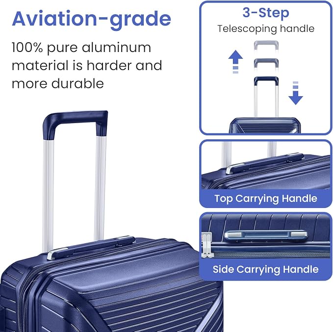 Merax Luggage 4 Piece Set Hardside Expandable Suitcase Set with Case,Travel Luggagewith Spinner Wheels,Airplane Approved Carry On Luggage Sets,Navy Blue1,14/20/24/28 - Image 6