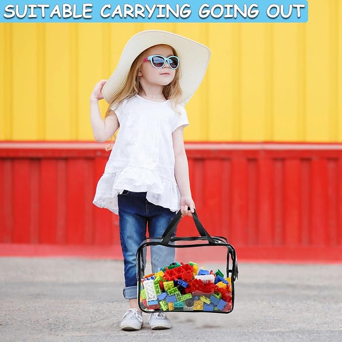 6 Packs Widen X-Large Toy Storage Bags 12.6×9.25×6.9In with Labels, Reusable Clear PVC Board Game Storage, Travel Waterproof Organizer Bags with Zipper for Building Blocks, Puzzle, Stuffed Animals - Image 7