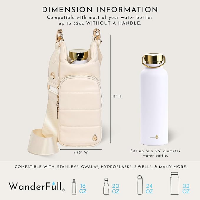 WanderFull® Original HydroBag® Luxury Vegan Leather, Oprah’s Favorite Things 2024, Water Bottle Holder with 2 Straps - Image 5