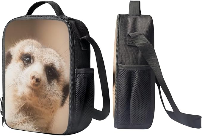 Kids Novelty Animal Backpack and Lunch Box for Boys Girls Student Lightweight 17 Inch School Meerkat Backpack with Lunch Bag Pencil Case Kids Comfy Padded Black Large Bookbag - Image 4