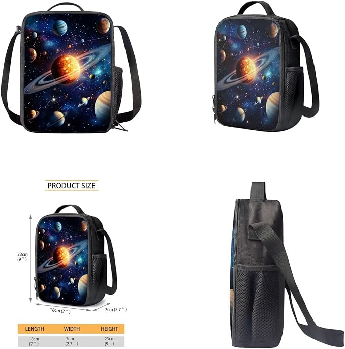 Galaxy Space Backpack for Boys Kids Backpack with Lunch Box Water Bottle Carrier and Fabric Pencil Pouch 4PCS Set 17 inch Bookbag with Front Pocket Sturdy School Bag with Side Pocket for Girls - Image 4