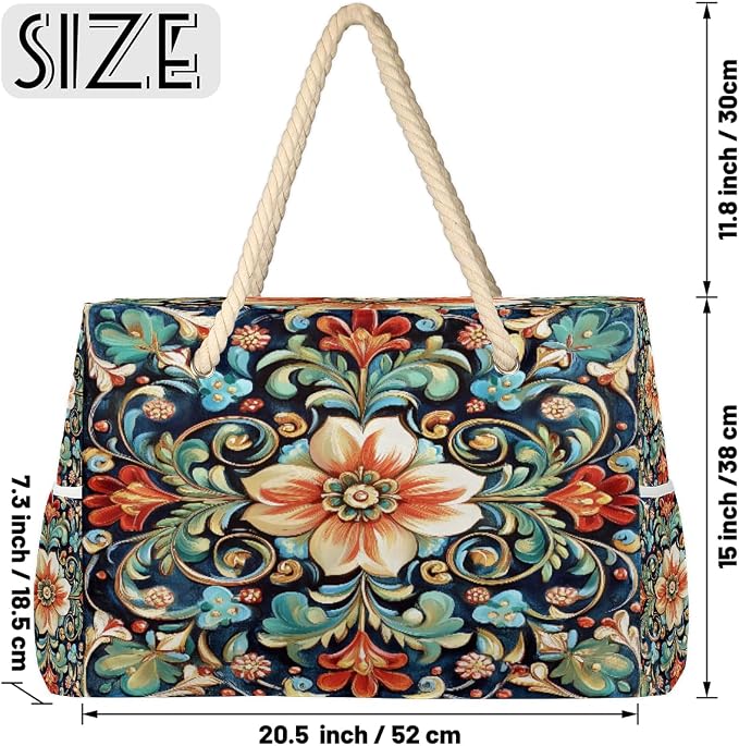 Large Beach Bag with Zipper Beach Bags for Women Water Resistant Swim Pool Bag - Image 4