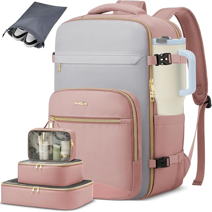 YAMTION 40L Large Travel Backpack for Women,Carry On Bookbag Luggage Sets with 4 Packing Cubes, Airline Approved Weekender Backpacks for Personal Items fits 17 Inch Laptop by YAMTIONBAGS