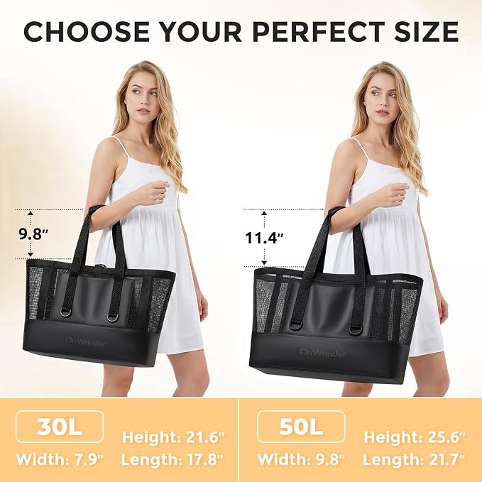Large Mesh Beach Bag, Waterproof Bottom Tote, Structured Design Waterproof Pocket, Sandproof Pool Bag for Cruise Gym - Image 2