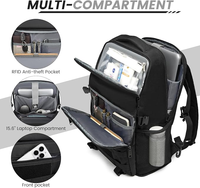 RUCYEN Lunch Backpack, Insulated Cooler Backpack Removable Lunch Box for Men Women, 15.6 Inches RFID Blocking Laptop Backpack Lunch Bag for Work Travel Black - Image 5
