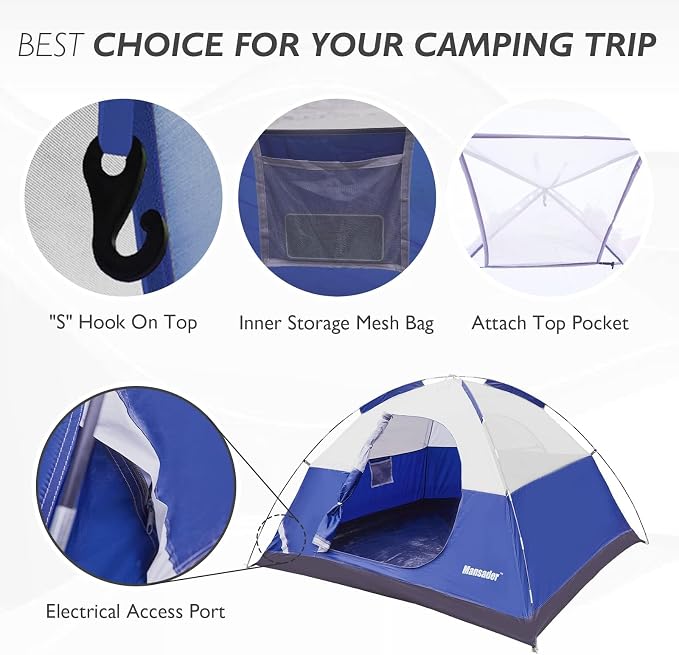Camping Tent, Waterproof 2/3/4 Person Tents for Camping, Lightweight Easy Set Up Outdoor Hiking Tent Backpacking Tent with Carry Bag, Backpack Tent Suit for Family Beach Hiking Travel - Image 5
