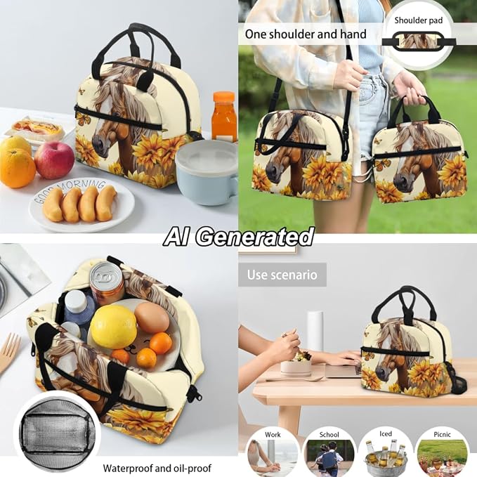 Kids Backpack for School Horse Backpack for Girls | 17 inch Laptop Schoolbag for Girls Boys Kids Backpack with Lunch Box Pencil Bag Set 3Pcs - Image 4
