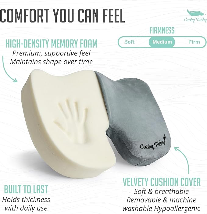 Cushy Tushy Premium Foldable Travel Seat Cushion - for Relief of Lower Back, Sciatic, Butt and Tailbone Pain - for Home & Office Use, Perfect for Travel or Driving - Coccyx Seat Cushion - Image 5
