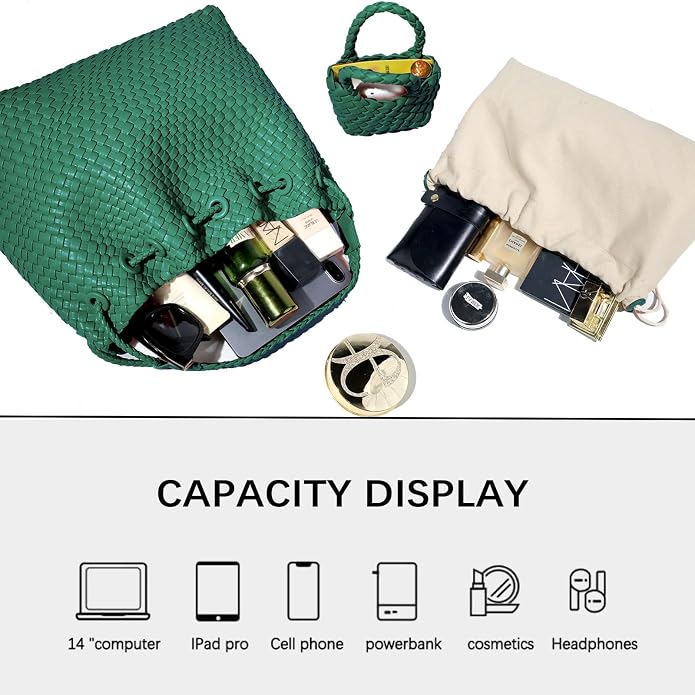 JINMANXUE Woven Purse for Women, Beach Hobo Shoulder Bag, Top-handle Tote Handbag, Shopper Underarm Satchel for Work Travel | Spacious Lightweight - Image 5