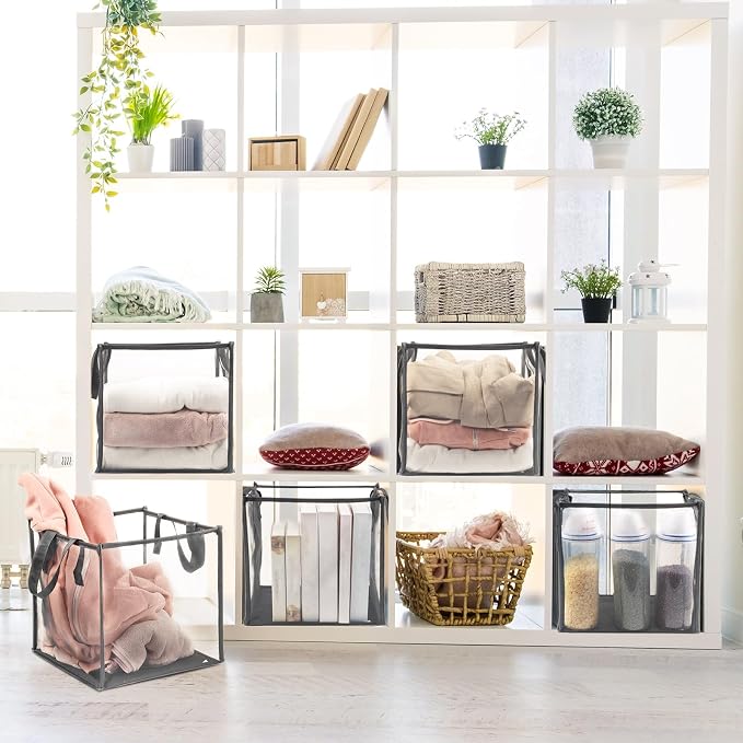 Zopeal 1 Pack Popup Laundry Hamper 13 Inch Collapsible Laundry Baskets with Handles Mesh Clothes Baskets Portable Single Layer Foldable Clothes Hamper Square Bin for Washing (Grey,Single-layer) - Image 6