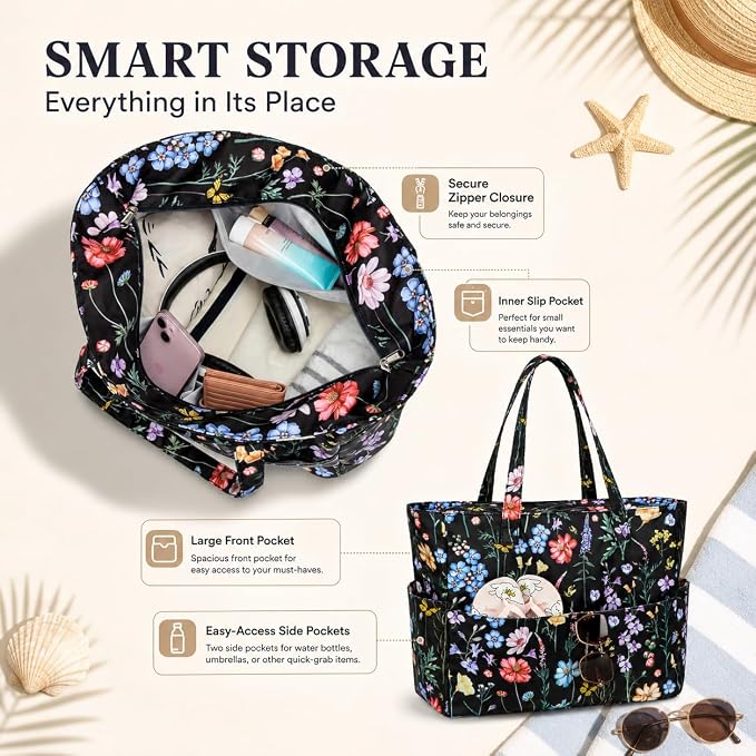 Bluboon Waterproof Beach Tote Pool Bags for Women Ladies Extra Large Carry On Bag With Wet Compartment for Weekender Travel - Image 6