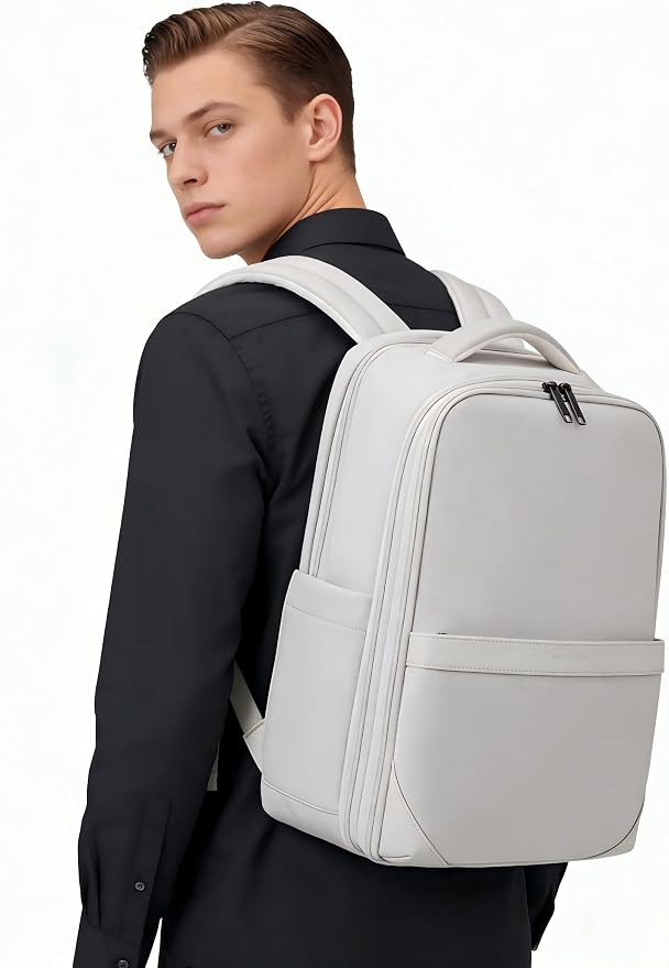 Hanke Expandable Travel Backpack 16 Inch, Full-Open Laptop Backpack, Grey | Fits 15.6 Inch Laptop, Water-Resistant, Carry On Personal Item Bag, 20L-25L, Trolley Sleeve, Business Work Bag for Women Men - Image 11
