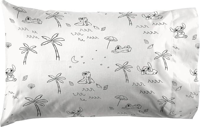 Jay Franco Kids Sheet Set with Fitted, Flat Sheets & Pillow Cover - Ultra-Soft Bedding with Pillowcase for Room Decor, White - Lilo and Stitch, 4 Piece Queen - Image 3