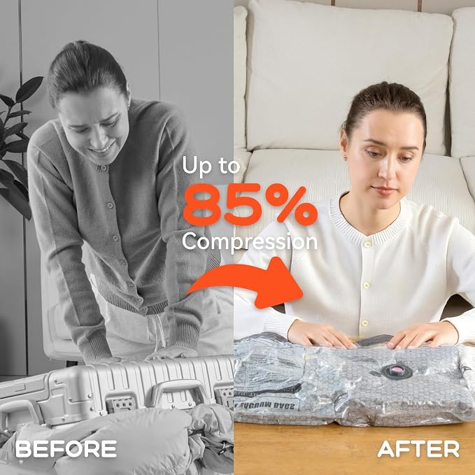 Vacuum Bags for Clothing with Rechargeable Air Pump, 20 Pack Vacuum Seal Bags for Travel, Space Saver Bags for Luggage and Suitcases, Compression Packing Bags in Multiple Travel Size - Image 5