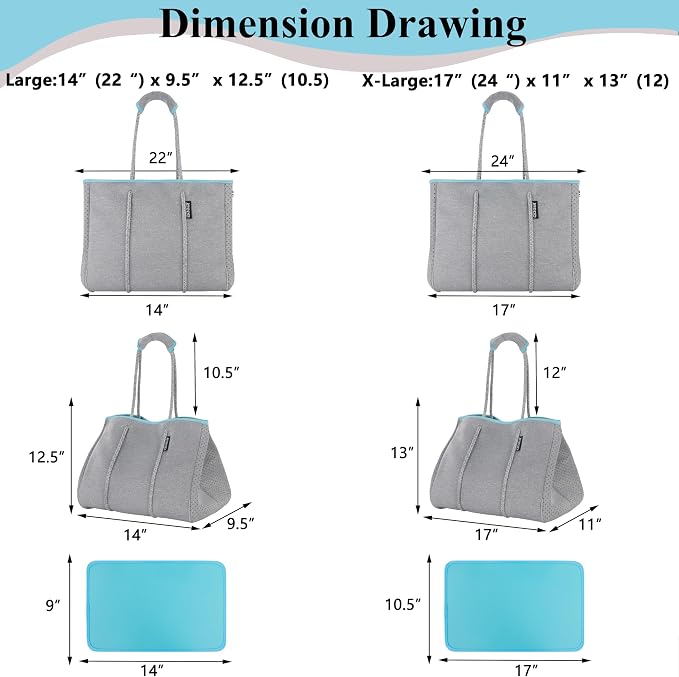 QOGiR Neoprene Multipurpose Beach Bag Tote with Inner Zipper Pocket … … … … - Image 2