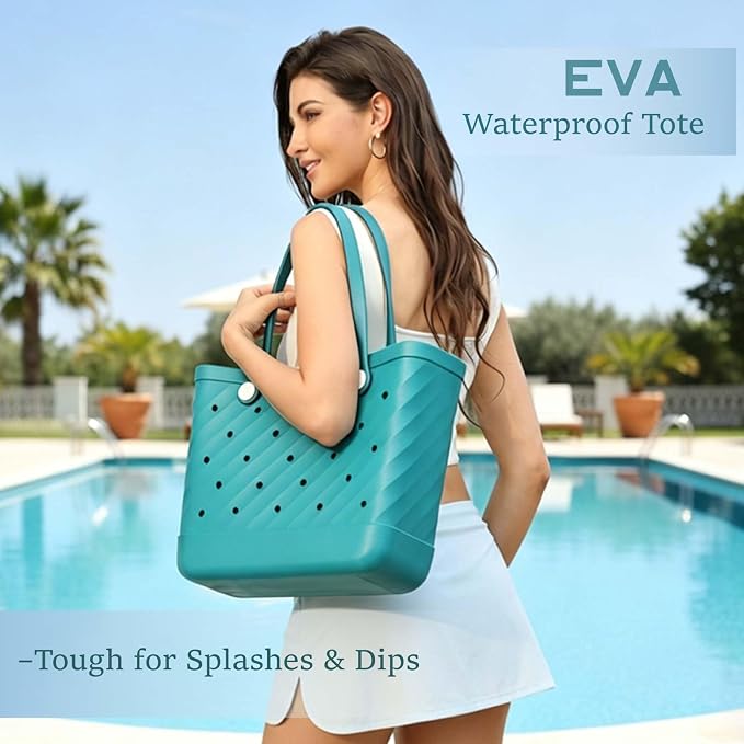 Rubber Tote Bag Extra Large & Medium, Waterproof Beach Bag for Women Men, Pool Travel Swim Silicone Tote - Image 4