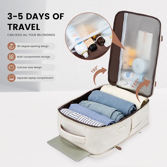 LOVEVOOK Travel Backpack for Women, 40L Carry On Backpack with 3 Packing Cubes,TSA Personal Item Travel Bag Airline Approved, Water Resistant Weekender Overnight Luggage Daypack, Fits 17 Inch Laptop - Image 2