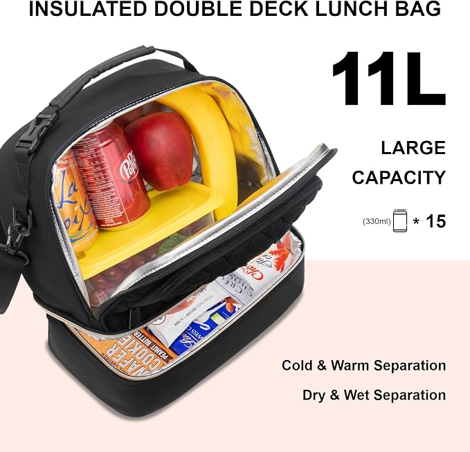 Everfun Hanging Travel Toiletry Bag for Women and 15 Can Insulated Double Deck Lunch Bag for Women Bargain Combination - Image 3