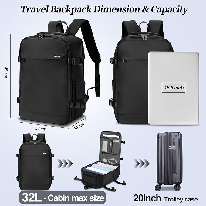HOMIEE Travel Backpack for Men Women TSA Approved Carry on Backpack | Personal Item Bag Water Resistant Backpack for College Work Gym Hiking - Image 5