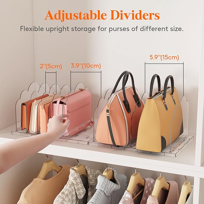 Lifewit Purse Organizer for Closet, Clear Handbags Storage Organizer, Adjustable Clutch Purse Storage Organizer Holder for Closet, 3 Pack Bookshelf Dividers for Sweater in Bedroom 35 x 24 cm/14 x 9.5" - Image 4