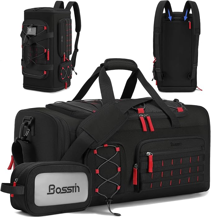 Bosstin Gym Bag for Men & Women, 45L Travel Duffle Sports Duffel Bag Gym Weekender Overnight Backpack with Shoe Compartment (Black) by BOSSTIN