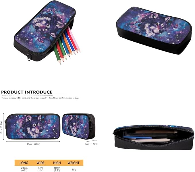 Galaxy Wolf Backpack for Girls Kids Backpack with Lunch Box Water Bottle Pouch and Soft Pencil Case 4PCS Set Bookbag with Front Pocket for School 17 inch Large School Bag for Elementary Girls - Image 5