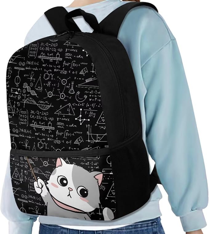 Cat Backpack for School Girls Backpack with Lunch Box Water Bottle Carrier with Strap and Kawaii Pencil Case 4 in 1 Cute Bookbag with Front Pocket 17 inch Large Elementary School Bag for Kids - Image 2