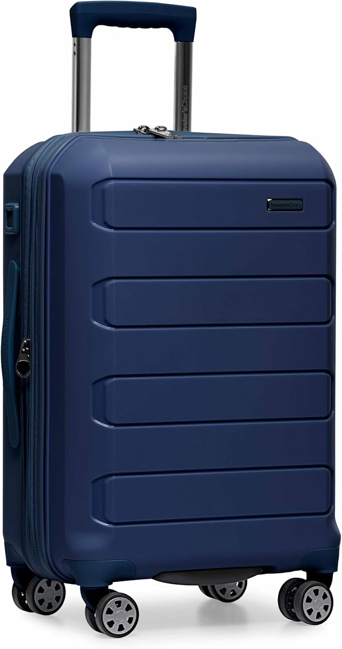 Traveler's Choice Pagosa Hardshell Expandable Luggage with Spinner Wheels, Navy, 22-Inch Carry-on by TravelersChoice
