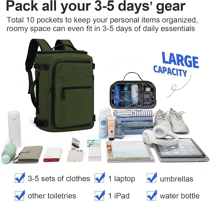 Carry On Travel Backpack Flight Approved Laptop Backpack for Women Men | Personal Item Travel Bag, Casual Weekender Daypack with Wet Pocket for Business, Hiking - Image 7
