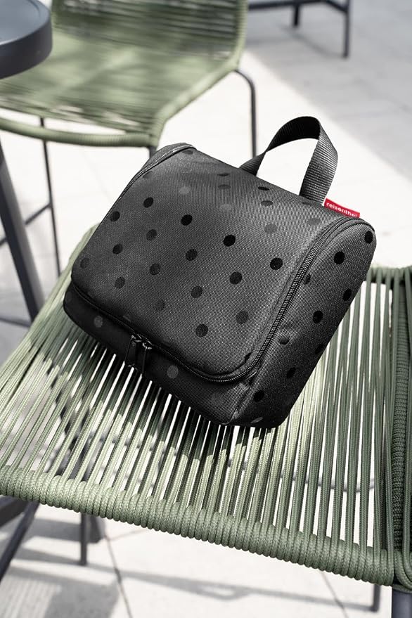 reisenthel Toiletbag XL Practical Toiletry Bag with Hook, Water-Repellent Material, Glossy Dots Black, 28 cm, Toilet bag XL glossy dots black - Image 6