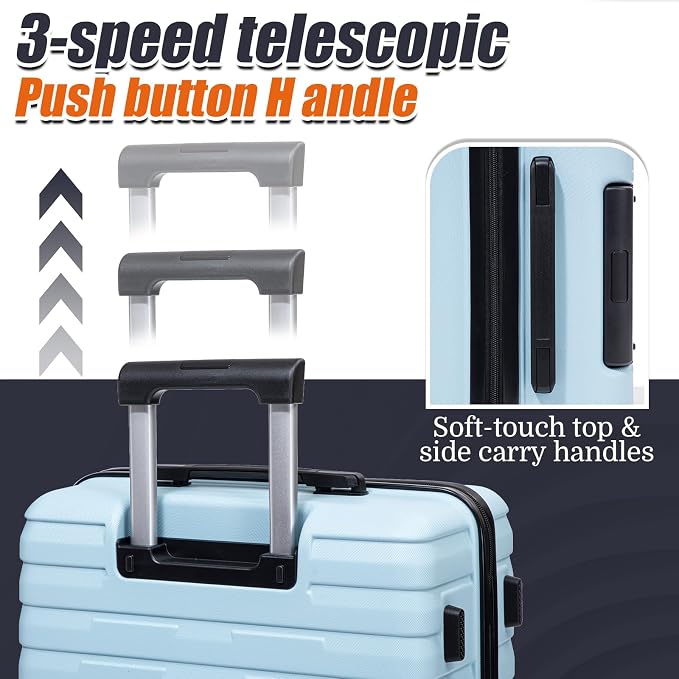 Cosbarn Luggage Sets 5 Piece Suitcases with Wheels, Suitcase Set ABS Hard Case Luggage with Spinner Wheels Durable Travel Luggage - Image 4