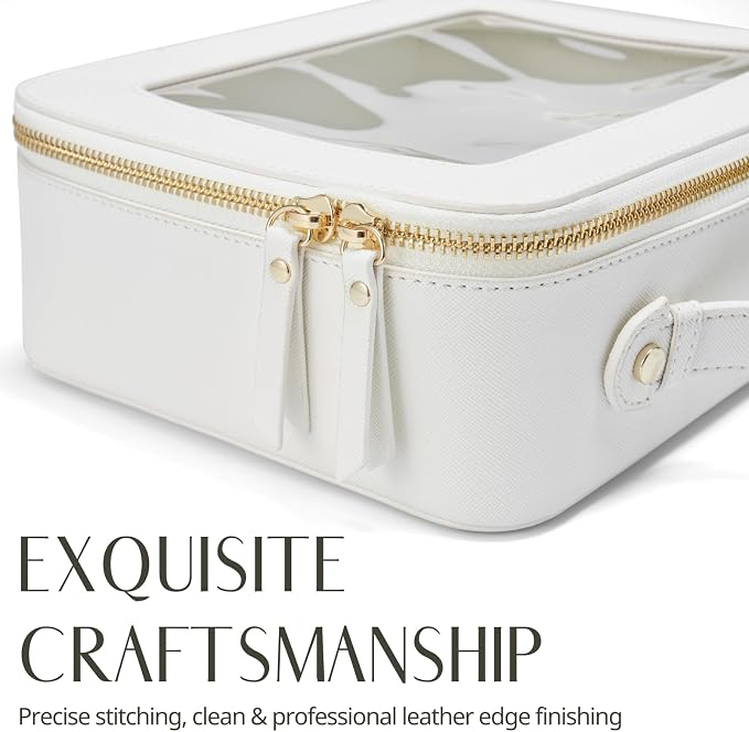 Popvibe Clear Makeup Case Set White Toiletry Bag Travel Large Clear Cosmetic Bag with Zipper, Big Make Up Bag Organizer Women Traveling TSA Approved Transparent Bag Car for Essentials - Image 9