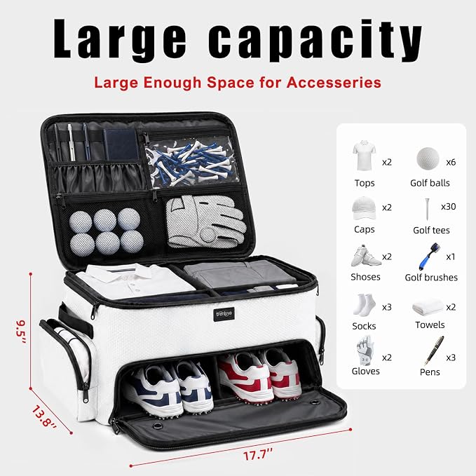 Golf Trunk Organizer with Separate Ventilated Compartment for 2 Shoes | 2 Layer Storage, Up To Us Men'S 16, Waterproof Side Pocket, Golf Car Storage for Balls, Tees, Cap, Clothes, Gloves - Image 2