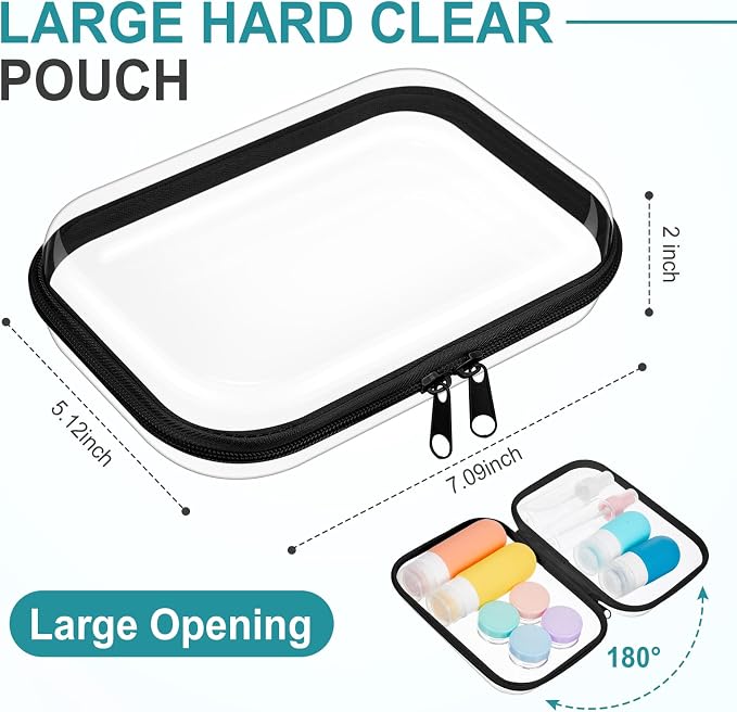 Sanwuta 6 Pcs Clear Hard Zipper Case Plastic Zipper Pouches Transparent Makeup Bag Pencil Case Pouches Toiletry Diaper Bag for Travel Toy Storage Organizer Bins (Black,7.09 x 5.12 x 2 Inch) - Image 2