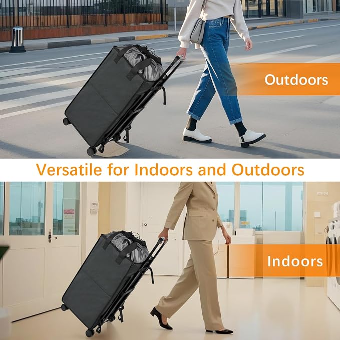 Bukere Extra Large 3 in 1 Rolling Laundry Backpack Bag with Wheels, 90L Freestanding Laundry Basket, Collapsible Laundry Hamper with Removable Wheeled Cart for College Dorm Apartment Laundry Room - Image 7