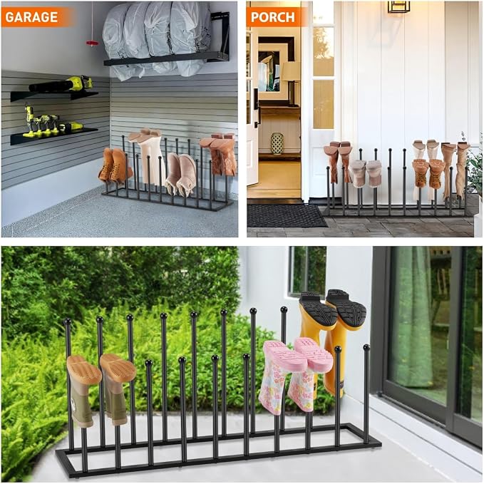 Housen Solutions 10 Pairs Boot Rack Organizer for Tall Boots, Large Capacity Metal Free Standing Shoe Racks, Black Cowboy Boot Holder Stand for Closet, Garage - Image 8