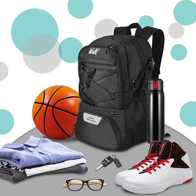 WOLT Basketball Backpack Large Sports Bag with Separate Ball Holder & Shoes Compartment, Best for Basketball, Soccer,Gym - Image 2