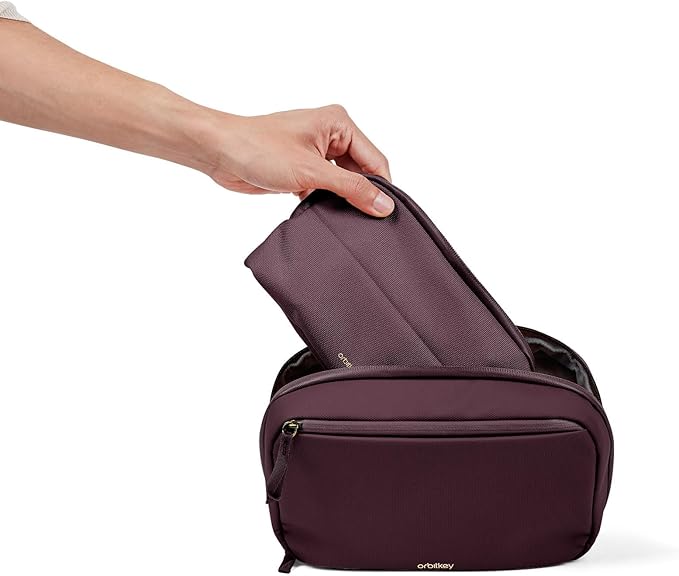 Orbitkey 2-in-1 Tech Accessory Pouch with Detachable Slim Sleeve – Travel Electronics Organizer for Cables, Chargers, Earbuds, Power Bank – Compact Gadget Bag & Portable Tech Storage Case (Plum) - Image 4
