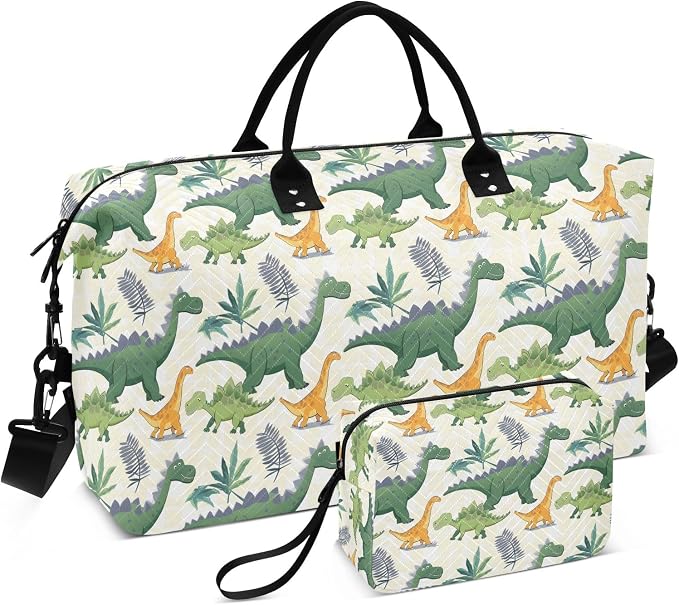 senya Weekender Bags Travel Duffel Gym Bag Green Dinosaurs Carry on Overnight Tote Bag with Toiletry Bag for Airplane Travel Trip Gym Yoga, g368733851p1006c1071s2442 by senya