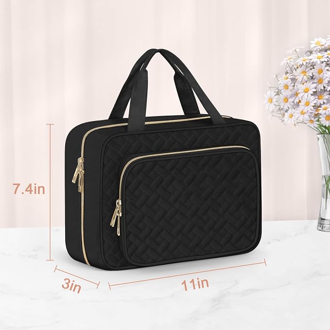 Wedama Toiletry Bag for Women, Medium Cosmetic Travel Bag, Hanging Toiletry Bag for Bathroom, Thickened PVC Waterproof Makeup Bag, Toiletries Bag for Travel Business Trips and Camping, Black - Image 6