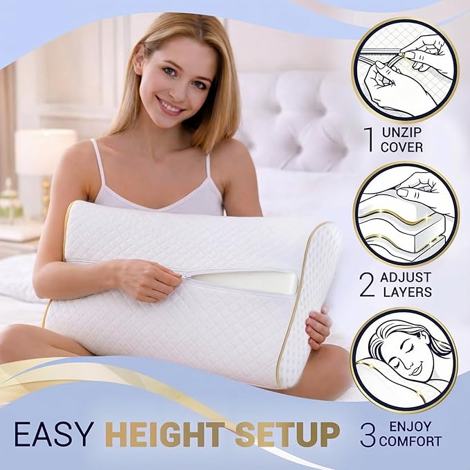 Royal Therapy 1-Pack Memory Foam Pillow, Medium-Firmness Cervical, Queen Contour Pillow, Orthopedic Pillow for Neck Support, Neck Pain, Side Sleepers, CertiPUR-US - Image 6
