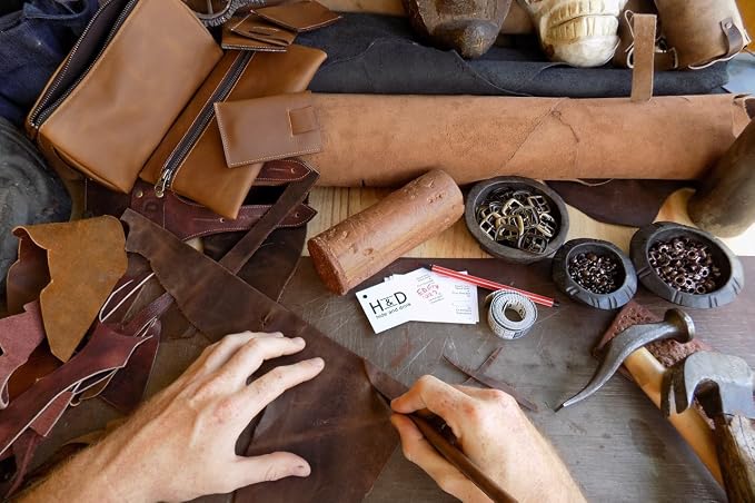 Hide & Drink, Rustic Small Tool Roll-Up Bag (10 Slots), Portable Carry-On Pouch, Workshop Storage, Woodworking Tools Organizer, Vintage, Full Grain Leather, Handmade, Swayze Suede - Image 7