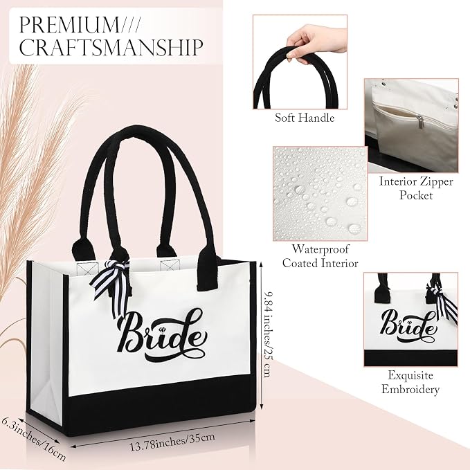 Sweetude 20 Pcs Bride Canvas Tote Bag Bulk with Makeup Bags Gifts for Bride Bridesmaid Tribe Wedding Engagement Bridal Shower - Image 3