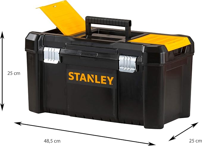 Stanley STST1-75521 Tool Box (19 Inches, 48.2 x 25.4 x 25 cm, Load up to 8 kg, Tool Box with Metal Clasps, Organiser with Removable Carrier, Robust Plastic Case) - Image 8