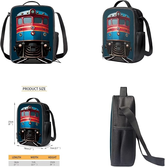 Train Backpack for Kids Boys Preschool to High School, Cartoon School Bag Set with Lunch Box, Pencil Case, Water Bottle Cover, One Size, Train-2, Waterproof - Image 4