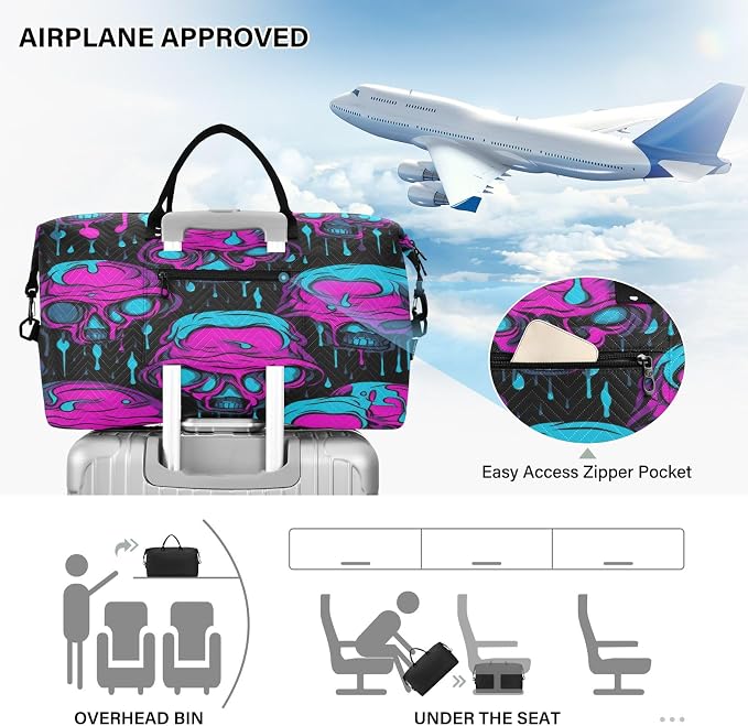 Scary Skull Travel Duffle Bag Gym Yoga Carry on Bags for Men Women Weekender Bag - Image 5