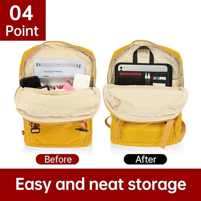 Stiff Backpack Insert Organizer for Men Women Bag In Bag,Thin Water-repellent Nylon 13.7''x10.2''x2''-Black - Image 5