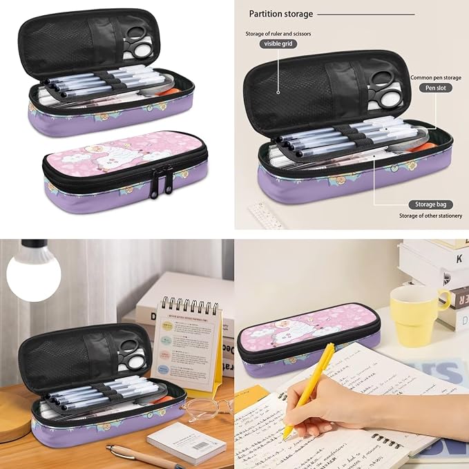 3Pcs Cute Alpaca Pink Backpacks Sets for Girls, Kids Backpack School Bookbags with Insulated Lunch Box Pencil Case for School Elementary Girl - Image 4