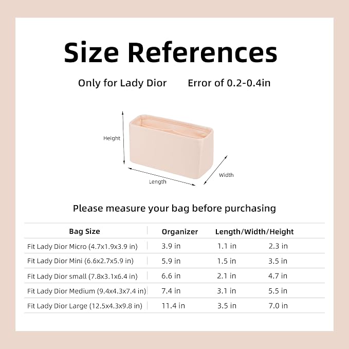 DGAZ Silk Purse Organizer Insert for Lady-Dior Bag(Rose dragee,Micro) | Soft and Lightweight,Perfect Fit,Multi-pocket Storage,Bag Protector,Luxury Bag Care,Handmade,for Smooth Bag Organizer - Image 6