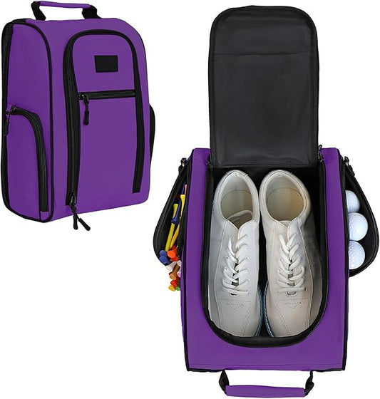 Goloni Golf Shoe Bag for Men Women, Ventilated Golf Shoe Bag with Side Pockets, Lightweight Portable Golf Shoe Carrier for Golf Shoes, Tees, Balls & Accessories,Purple by GoloniYourStyleYourRule